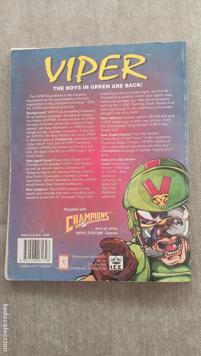 Juegos antiguos: VIPER. Champions 4th Edition. Hero System. LIBRO EN INGL&Eacute;S - Foto 2