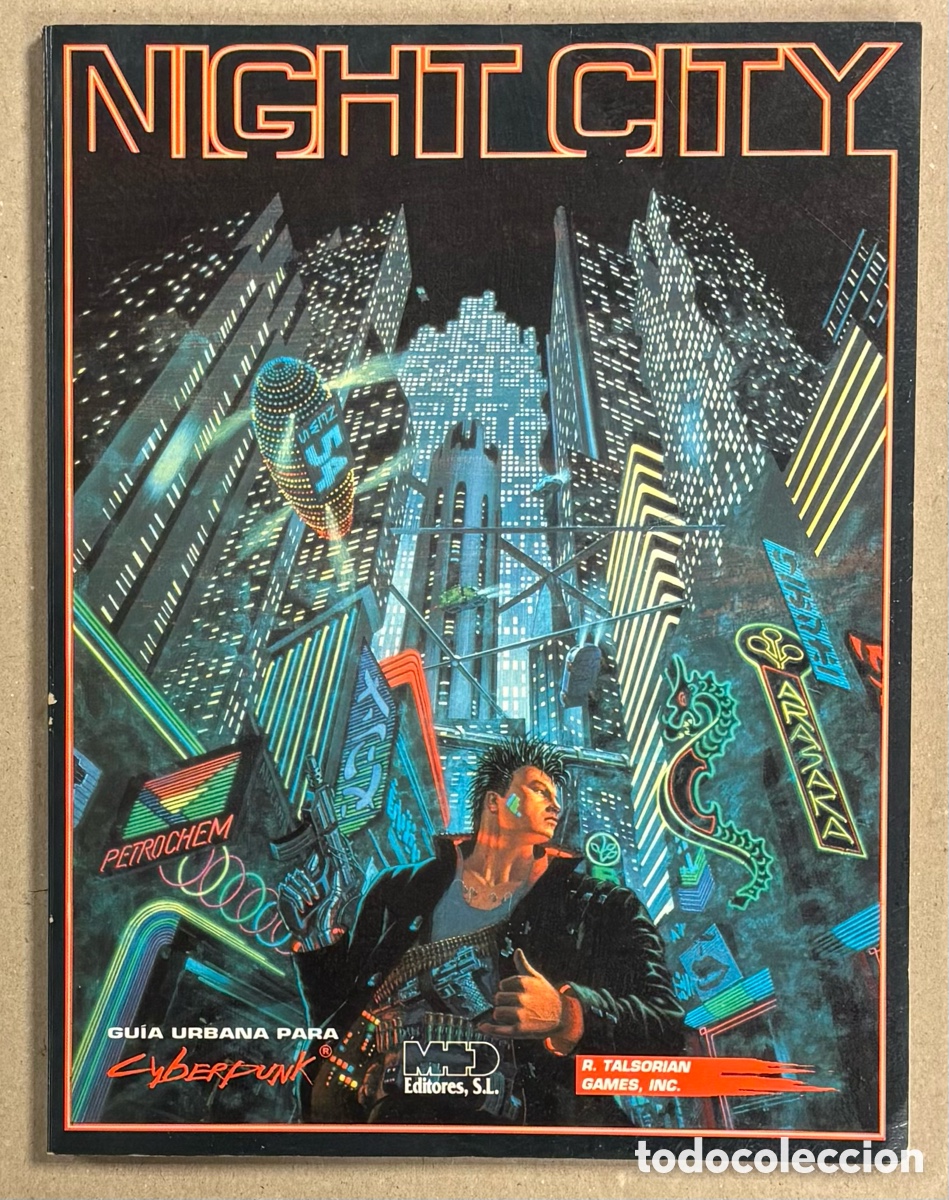 Jogos Antigos: NIGHT CITY. GU&Iacute;A URBANA PARA CYBERPUNK. M+D EDITORES 1994. #CP103. ROL.