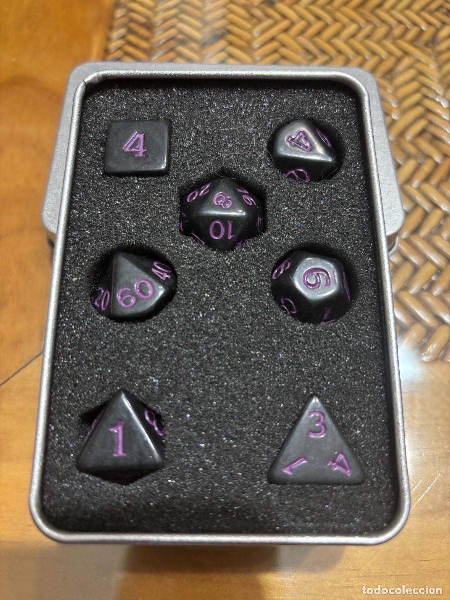 Juegos Antiguos: SET Dados de ROL Negro Drow Dungeons & Dragons Adventurer