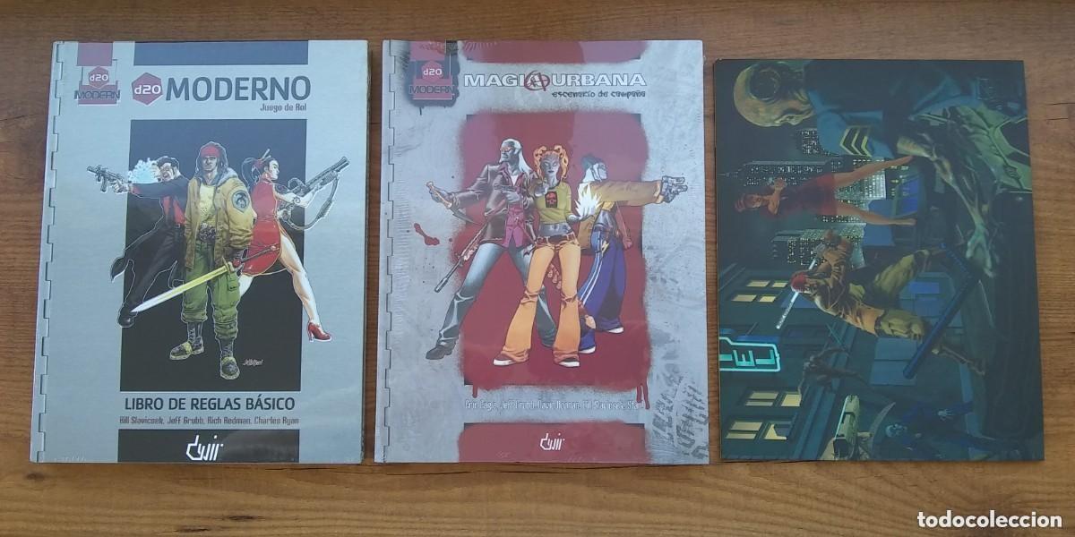 Juegos Antiguos: D20 MODERNO MANUAL B&Aacute;SICO + MAGIA URBANA ESCENARIO DE CAMPA&Ntilde;A + PANTALLA ROL DEVIR PRECINTADO