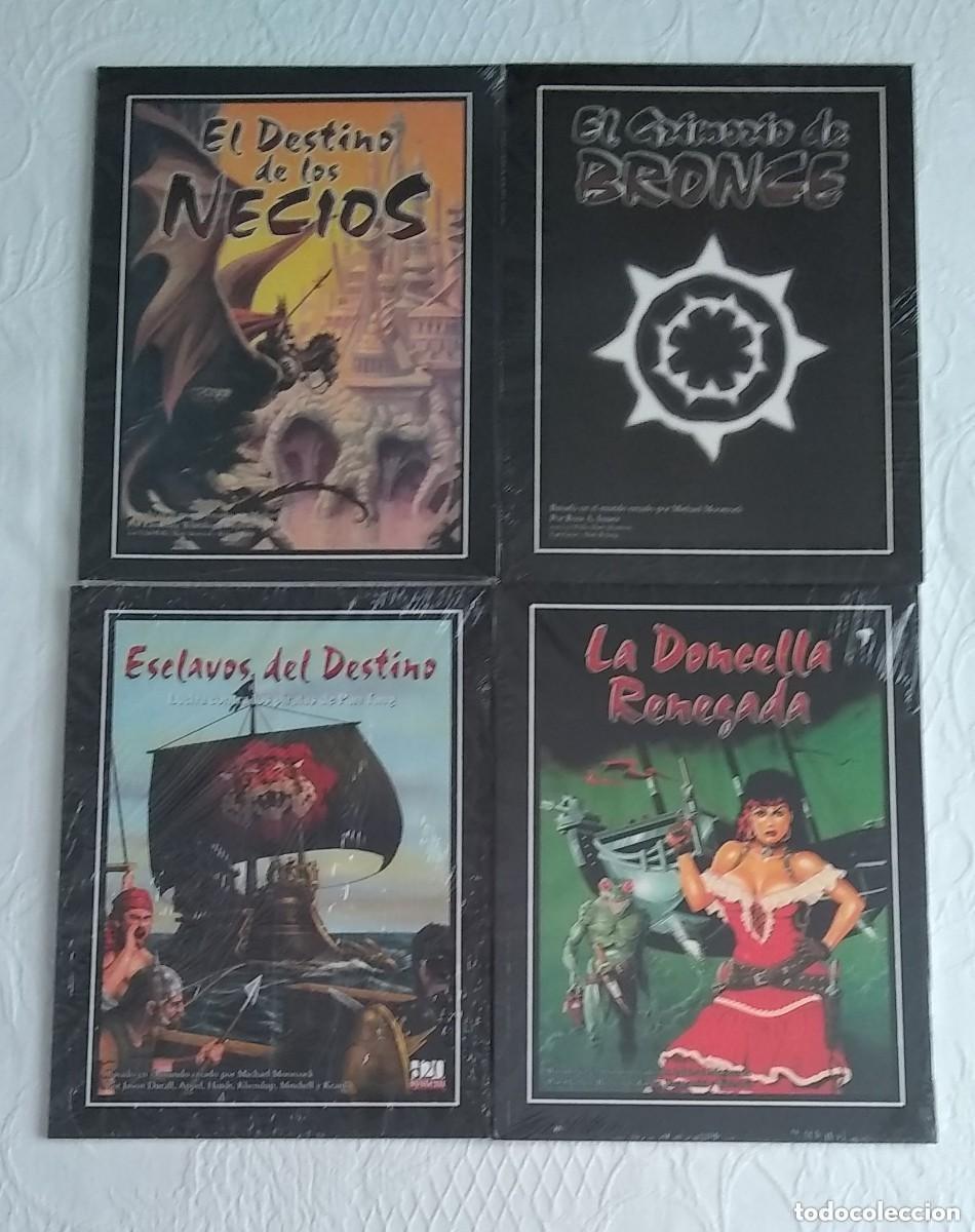 Juegos antiguos: ELRIC DESTINO NECIOS + GRIMORIO BRONCE + ESCLAVOS DESTINO + DONCELLA RENEGADA JUEGO ROL PRECINTADO