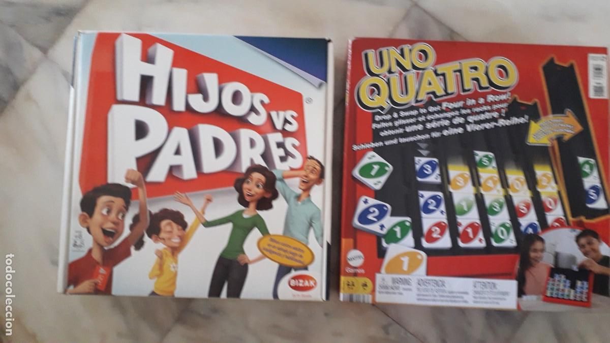 Juegos antiguos: HIJOS Vs PADRES- UNO QUATRO-COMPLETO CON FICHAS Y NORMAS(12 ENVIO CERT)