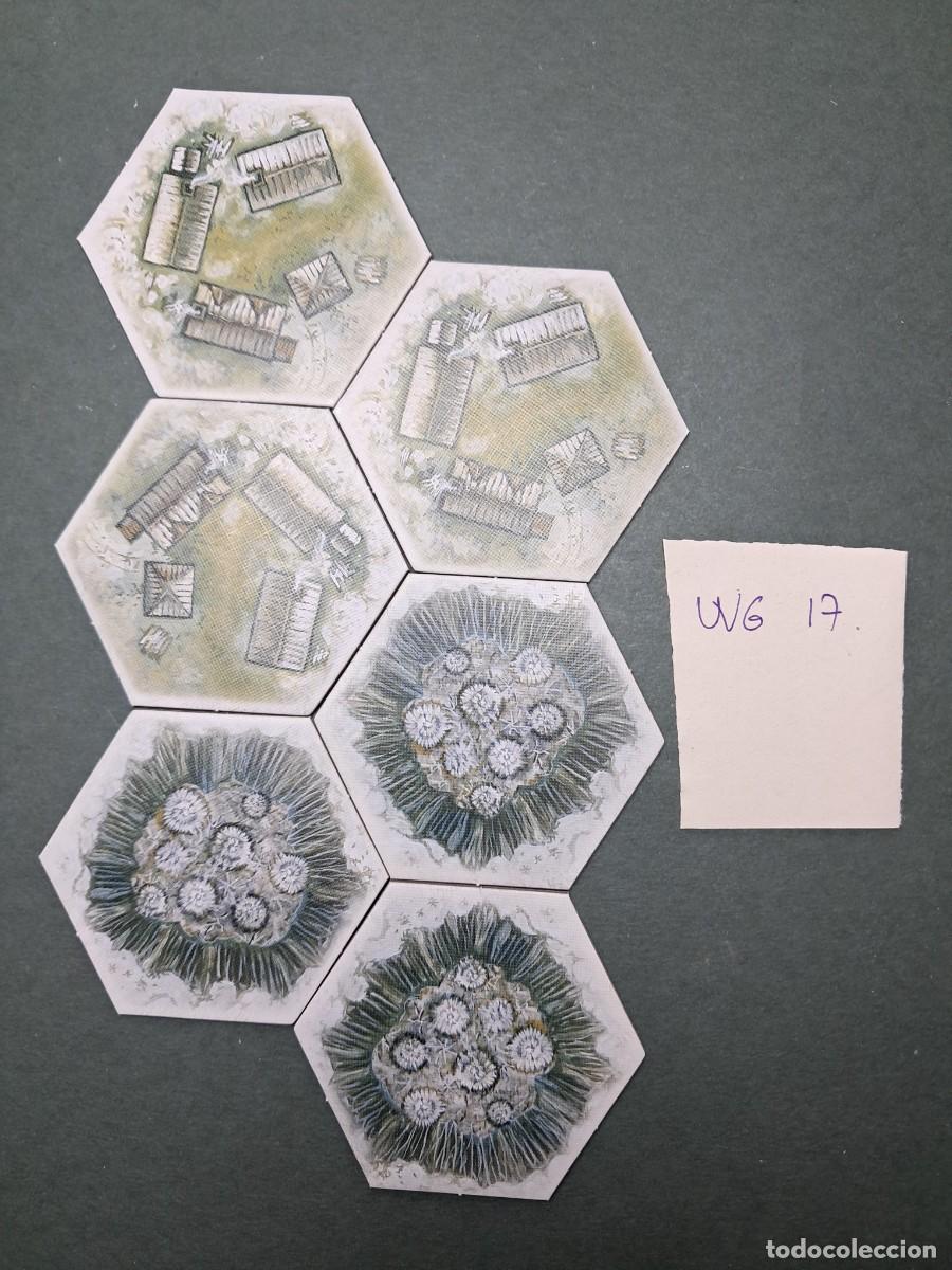 Juegos antiguos: 6 Hex&aacute;gonos de terreno nevado de doble cara (las dos caras diferentes de cada hex&aacute;gono)