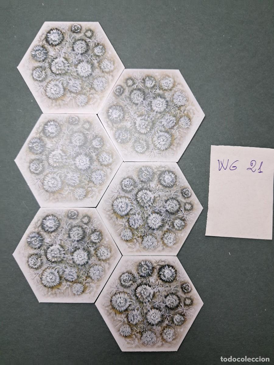 Juegos antiguos: 6 Hex&aacute;gonos de terreno nevado de doble cara (las dos caras diferentes de cada hex&aacute;gono)