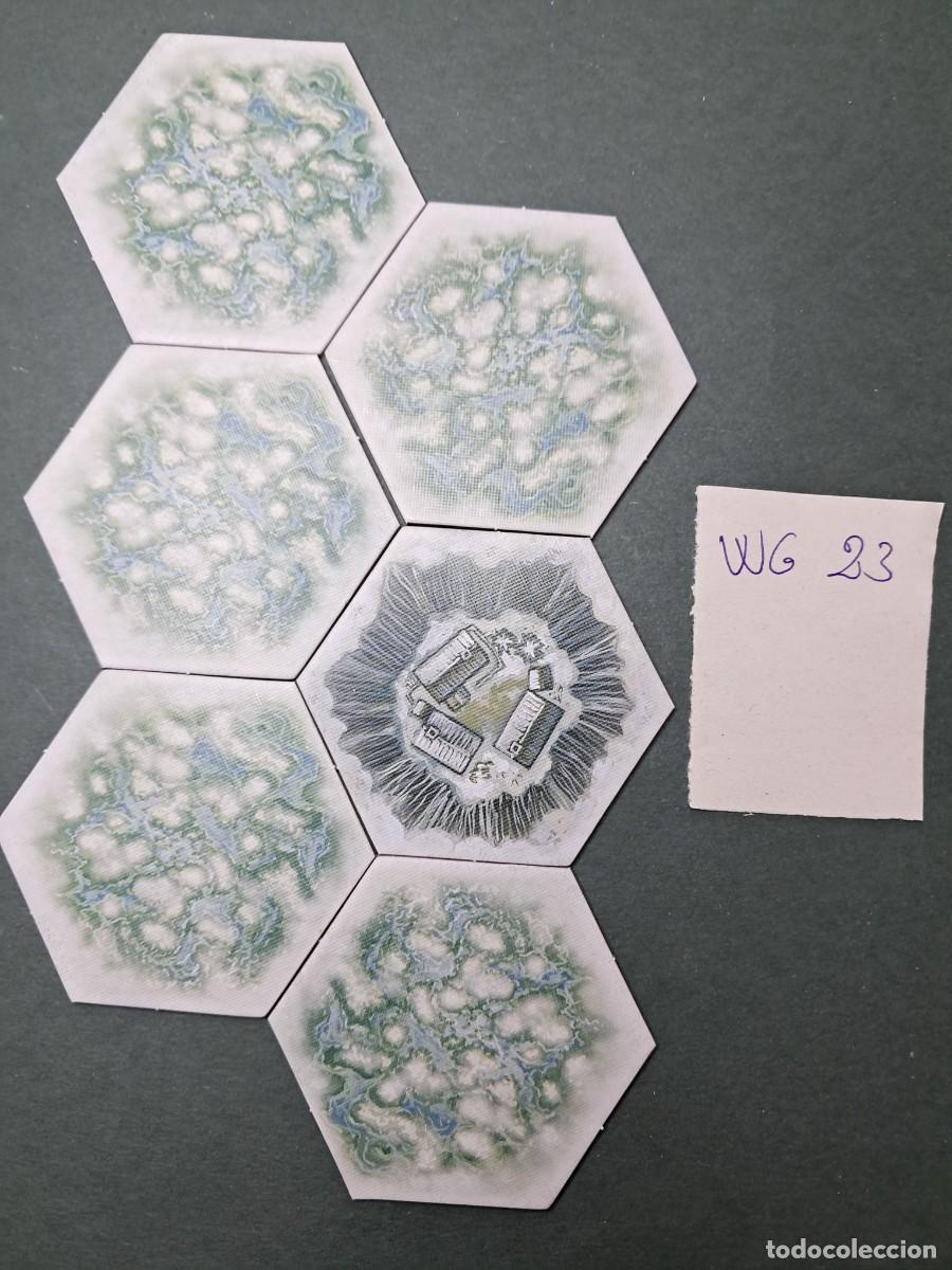 Juegos antiguos: 6 Hex&aacute;gonos de terreno nevado de doble cara (las dos caras diferentes de cada hex&aacute;gono)