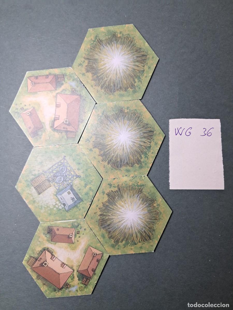 Juegos antiguos: 6 Hex&aacute;gonos de terreno vias ferrocarril de doble cara (las dos caras diferentes de cada hex&aacute;gono)