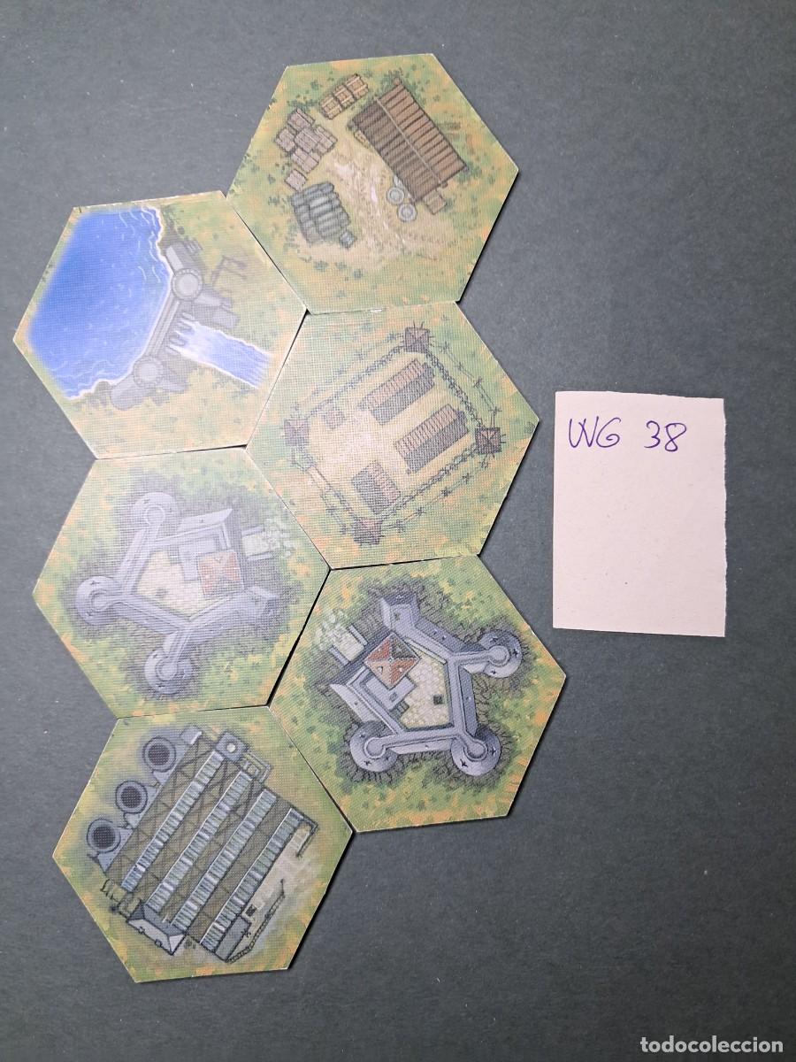 Juegos antiguos: 6 Hex&aacute;gonos de terreno camino de doble cara (las dos caras diferentes de cada hex&aacute;gono)