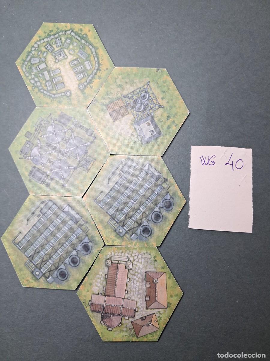 Juegos antiguos: 6 Hex&aacute;gonos de terreno camino de doble cara (las dos caras diferentes de cada hex&aacute;gono)