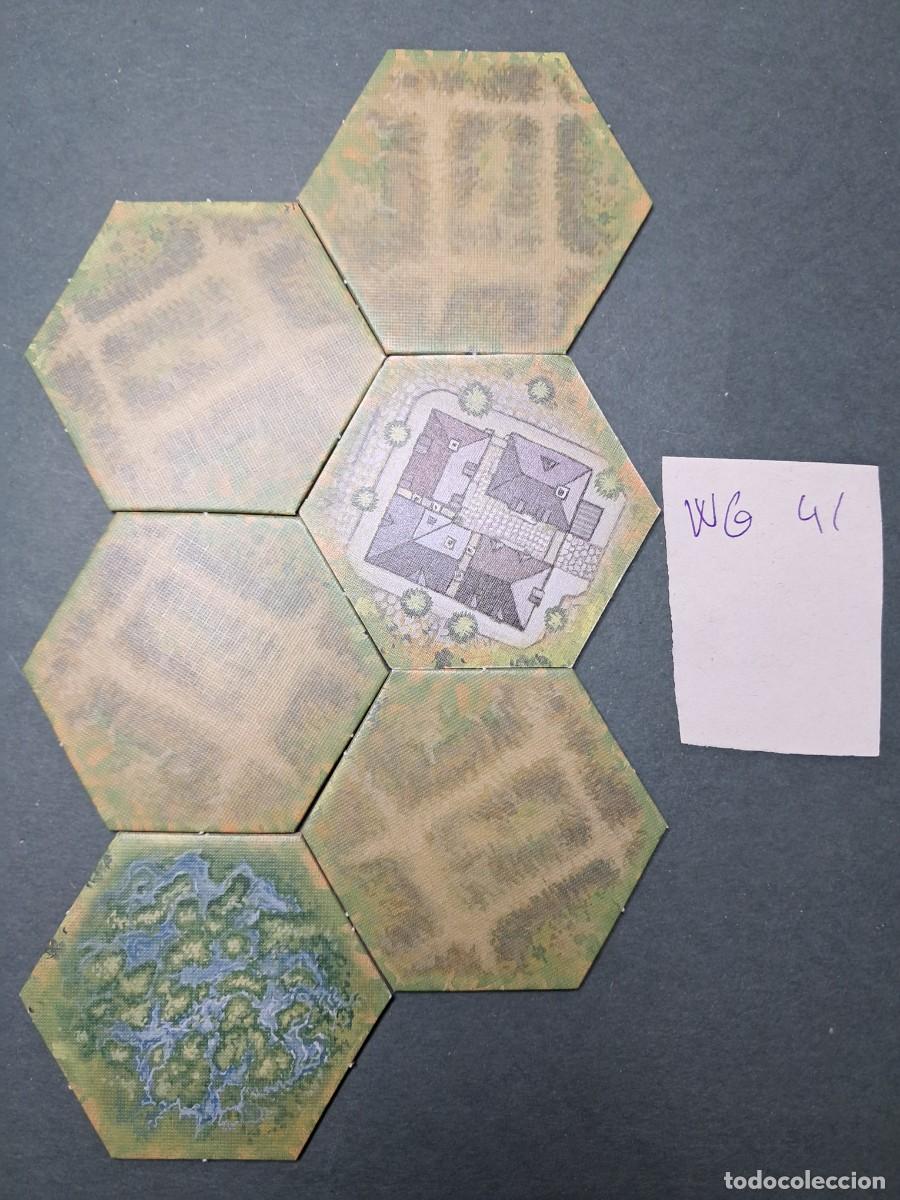 Juegos antiguos: 6 Hex&aacute;gonos de terreno rio de doble cara (las dos caras diferentes de cada hex&aacute;gono)