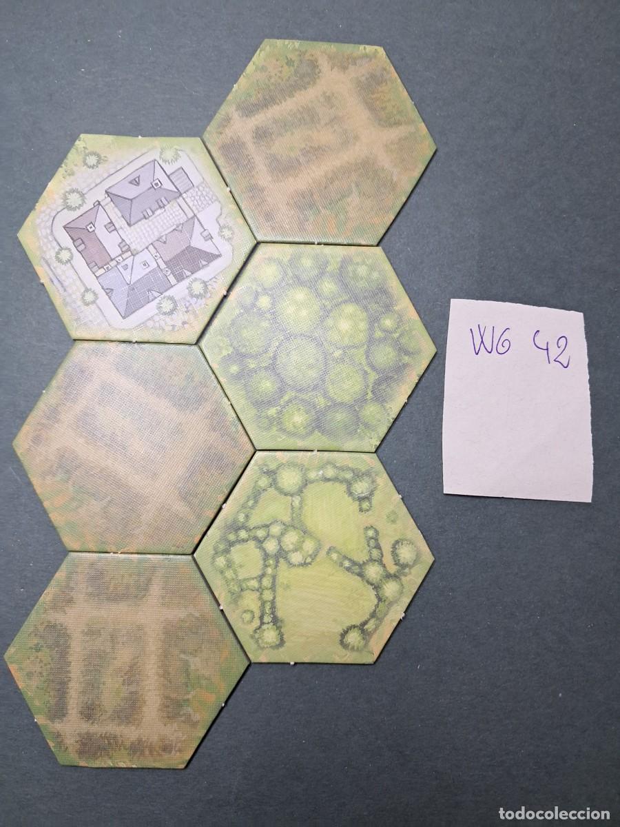 Juegos antiguos: 6 Hex&aacute;gonos de terreno rio de doble cara (las dos caras diferentes de cada hex&aacute;gono)