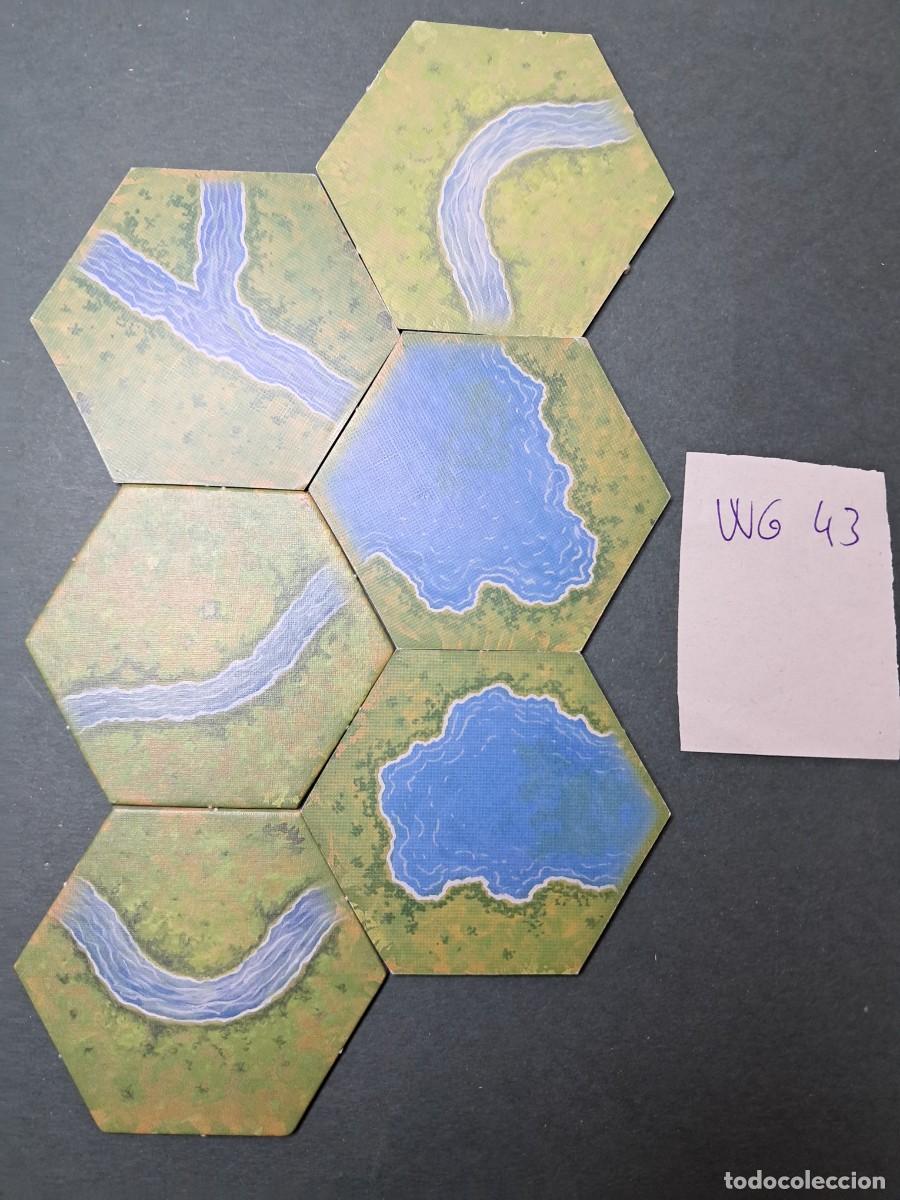 Juegos antiguos: 6 Hex&aacute;gonos de terreno rio de doble cara (las dos caras diferentes de cada hex&aacute;gono)