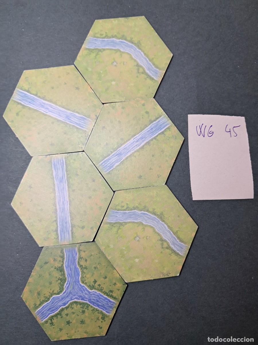 Juegos antiguos: 6 Hex&aacute;gonos de terreno rio de doble cara (las dos caras diferentes de cada hex&aacute;gono)