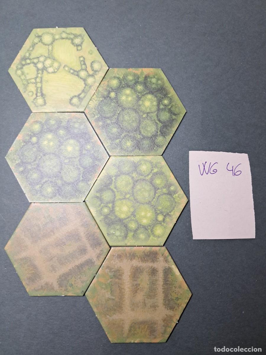 Juegos antiguos: 6 Hex&aacute;gonos de terreno rio de doble cara (las dos caras diferentes de cada hex&aacute;gono)