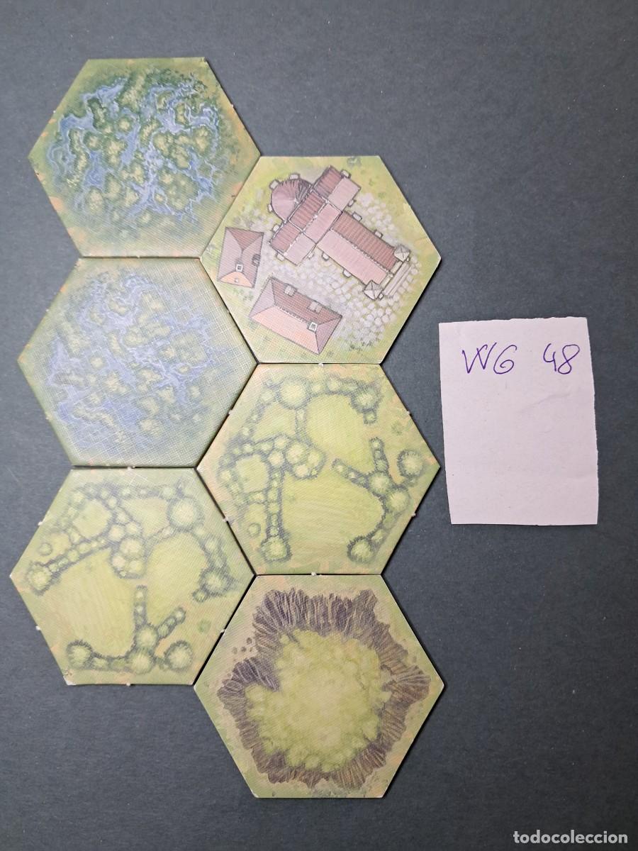 Juegos antiguos: 6 Hex&aacute;gonos de terreno varios de doble cara (las dos caras diferentes de cada hex&aacute;gono)