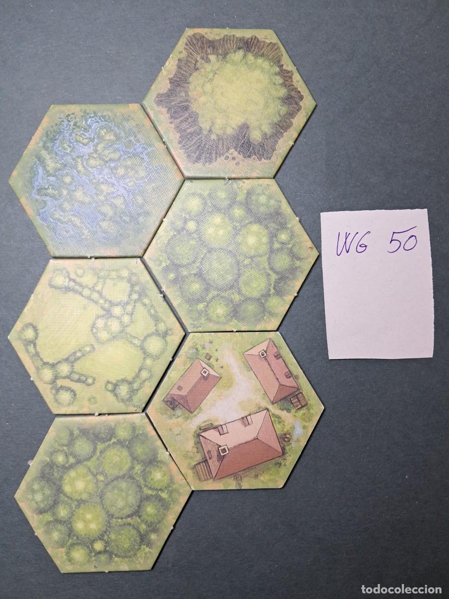 Juegos antiguos: 6 Hex&aacute;gonos de terreno varios de doble cara (las dos caras diferentes de cada hex&aacute;gono)