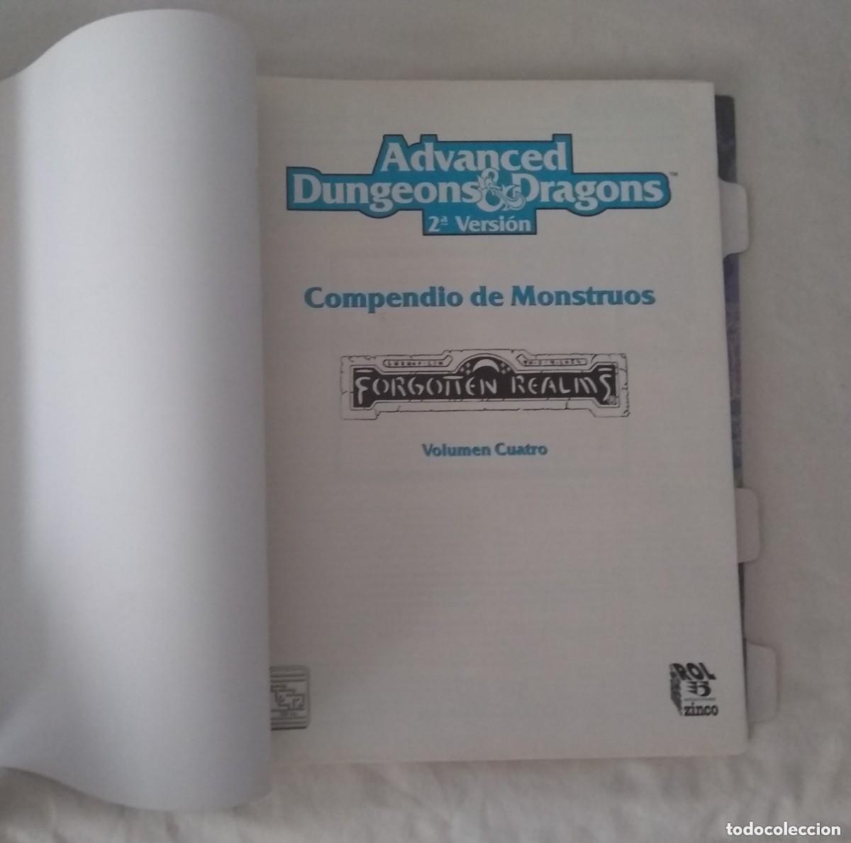 Juegos antiguos: COMPENDIO DE MONSTRUOS VOLUMEN CUATRO IV 4 FORGOTTEN REALMS ADVANCED DUNGEONS & DRAGONS JUEGO DE ROL