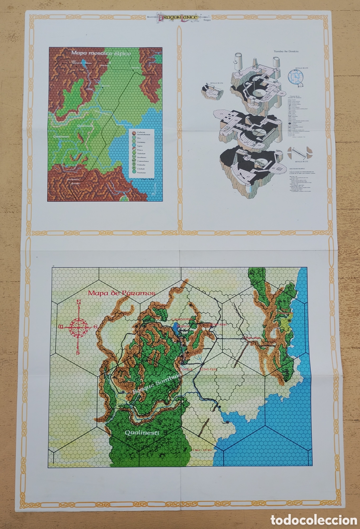 Juegos antiguos: Dragonlance Mapas Paramos Mosaico Elfico Tumba de Denkin Caverna de Xak Tsaroth