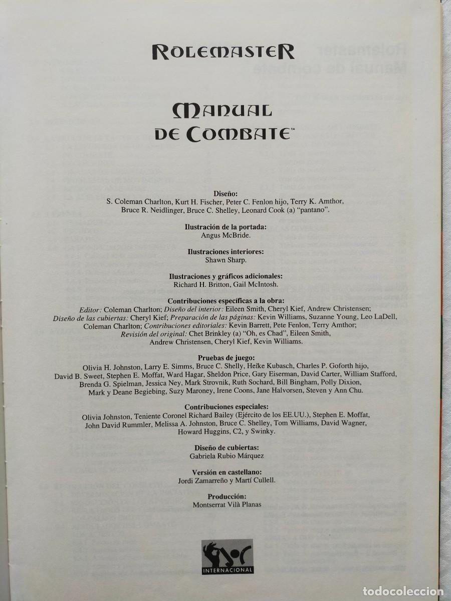 Juegos antiguos: ROLEMASTER. Manual de Combate. Ref. 3102 - JOC Internacional 1993 - Foto 2