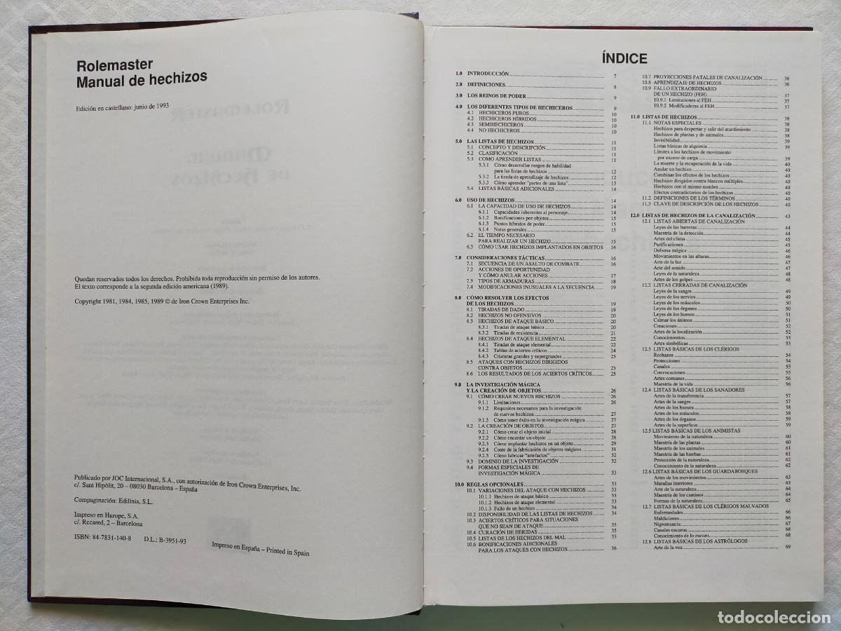 Juegos antiguos: ROLEMASTER. Manual de Hechizos. Ref. 3103 - JOC Internacional 1993 - Foto 3