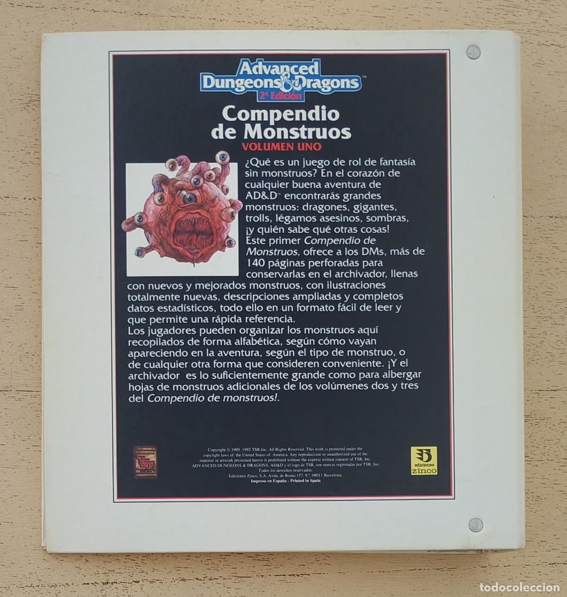 Juegos antiguos: Advanced Dungeons & Dragons Archivador Compendio de Monstruos - Foto 2