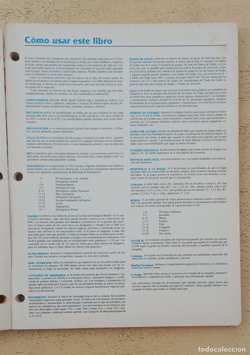 Juegos antiguos: Advanced Dungeons & Dragons Fichas Compendio de Monstruos - Foto 4