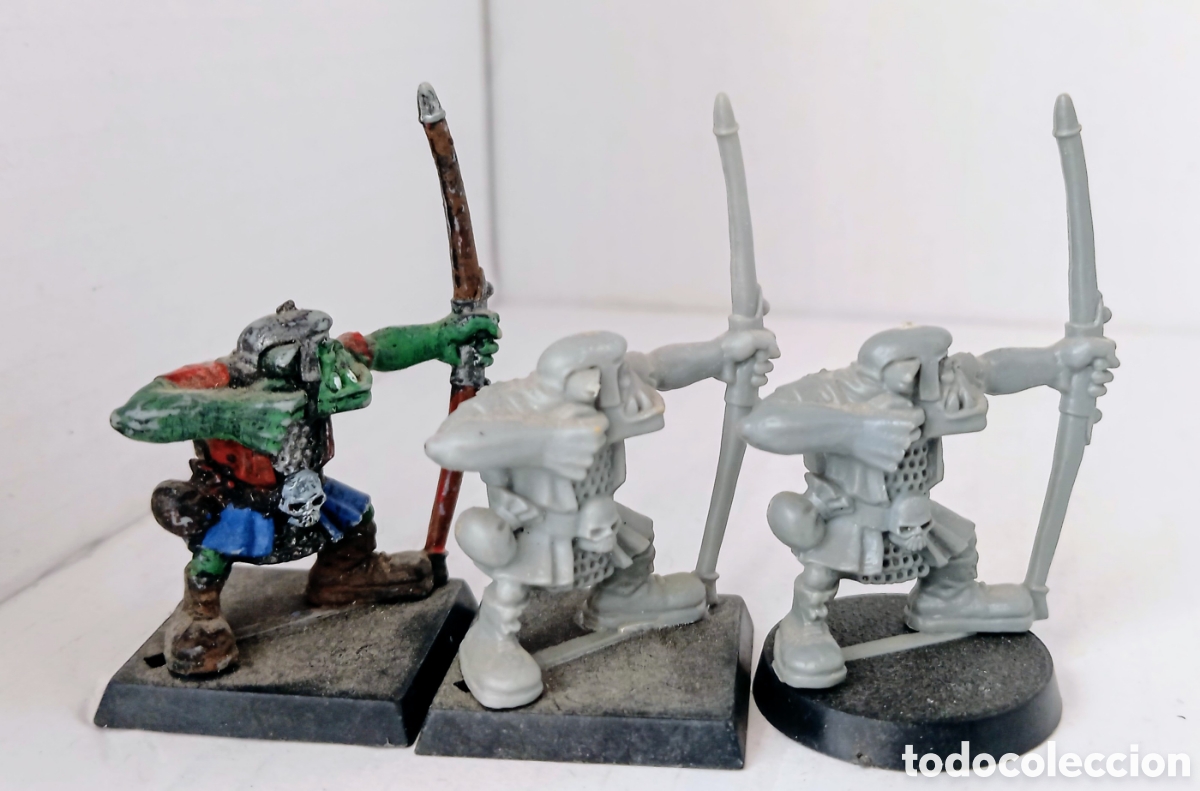 Juegos antiguos: LOTE 95/ 3 ORCOS ARQUEROS / WARHAMMER / - Foto 3