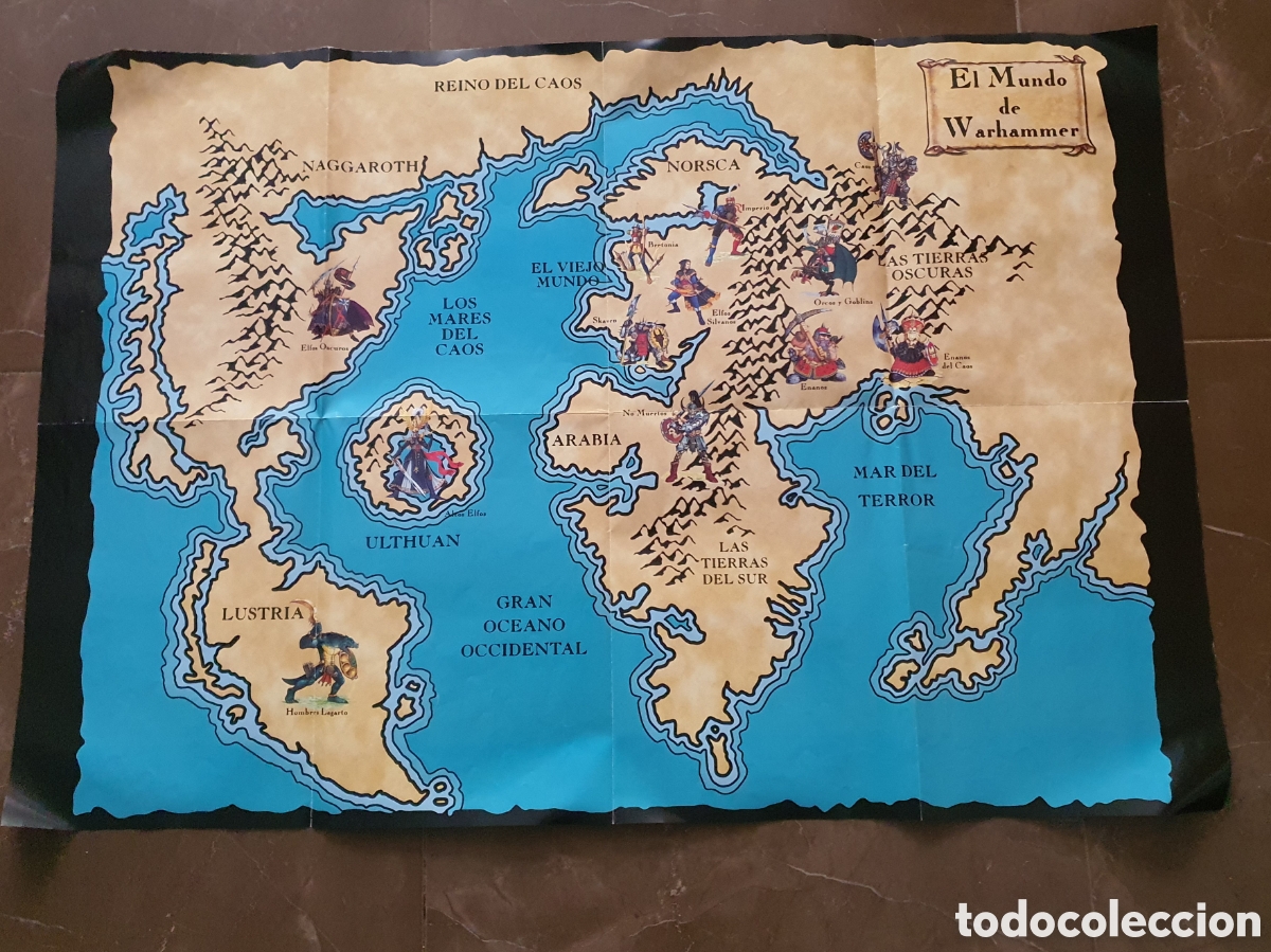 Juegos antiguos: Poster Mapa el mundo de Warhammer, a&ntilde;o 2000 - Foto 1