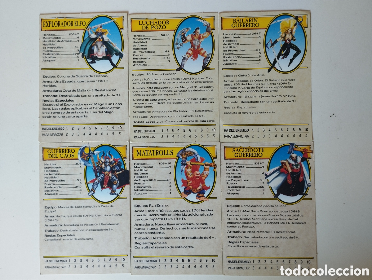 Juegos Antiguos: Tarjetas Warhammer Quest 1995