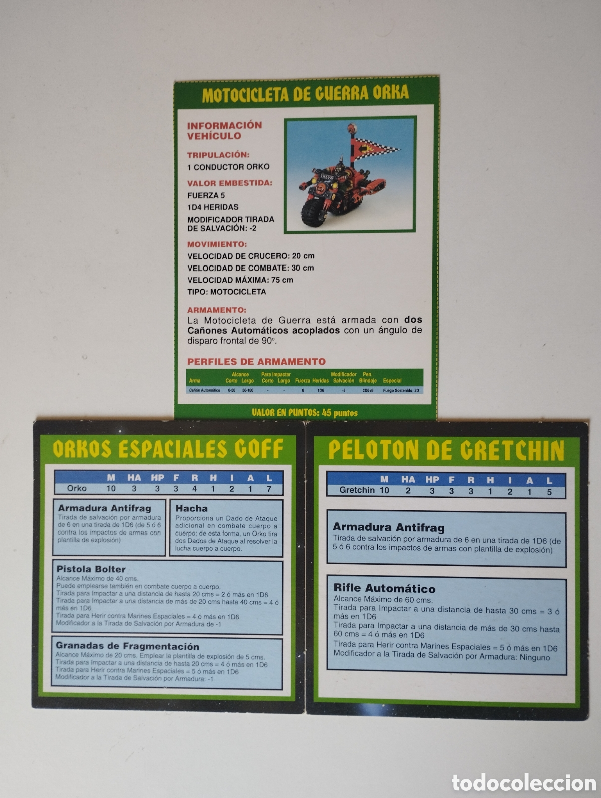 Juegos antiguos: Tarjetas Warhammer 40k 2&ordf; Ed Orkos - Foto 5