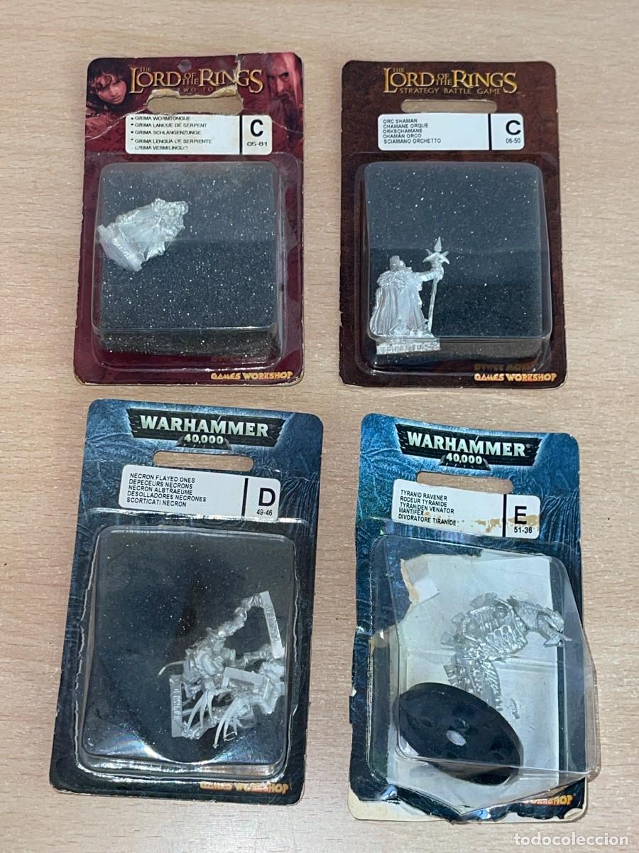 Juegos Antiguos: Warhammer 40.000 The Lord of the Rings Lote 4 Figuras Tyranid Necron Orc Shaman Grima Games Workshop