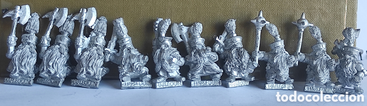 Juegos Antiguos: Lote de 10 figuras de plomo Warhammer Fantasy Harlequin enanos dwarf