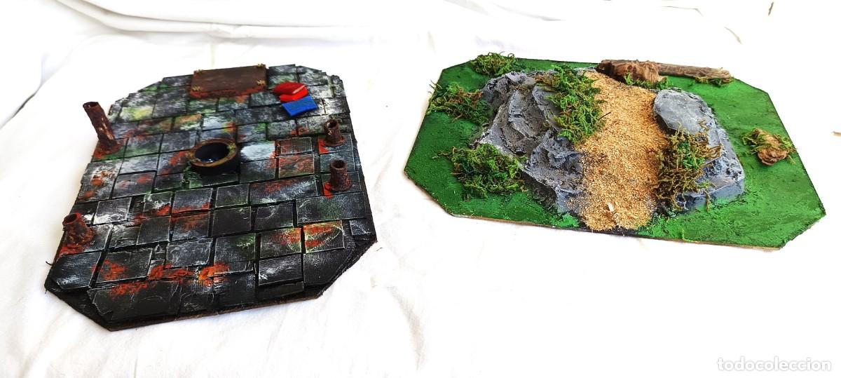 Juegos Antiguos: Pareja escenograf&iacute;as o dioramas - Warhammer, Heroquest - rol, fantasia, juego