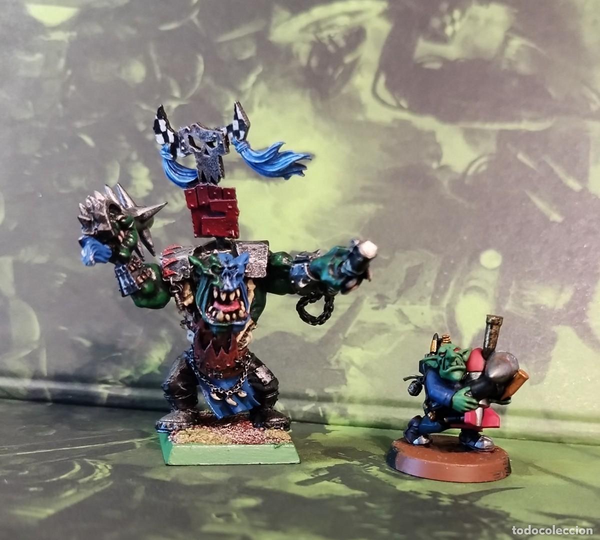 Juegos antiguos: Ork Warhammer 40000 warboss de metal y kanijo