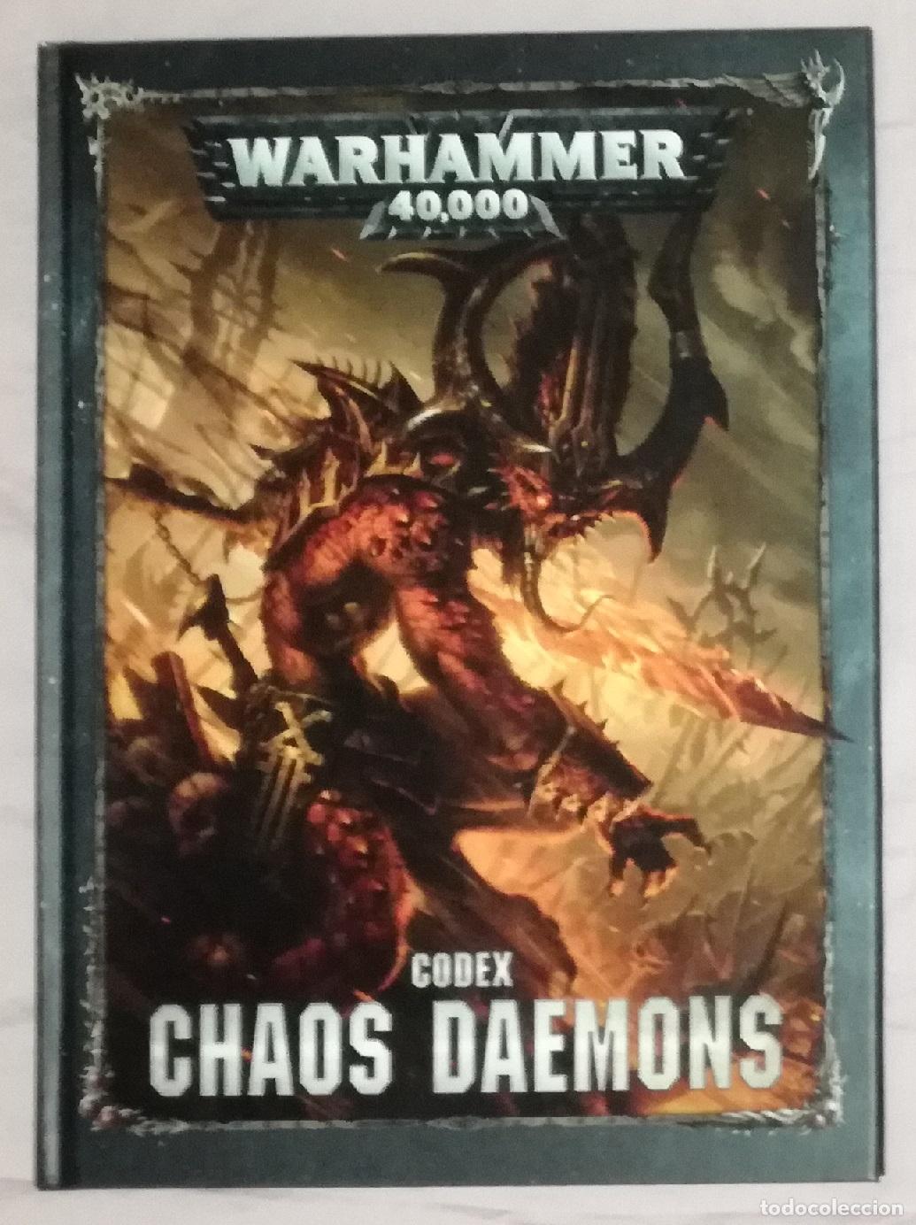 Juegos antiguos: Juego de rol: Warhammer 40000 Codex Chaos Daemons - Games Workshop; tapas duras
