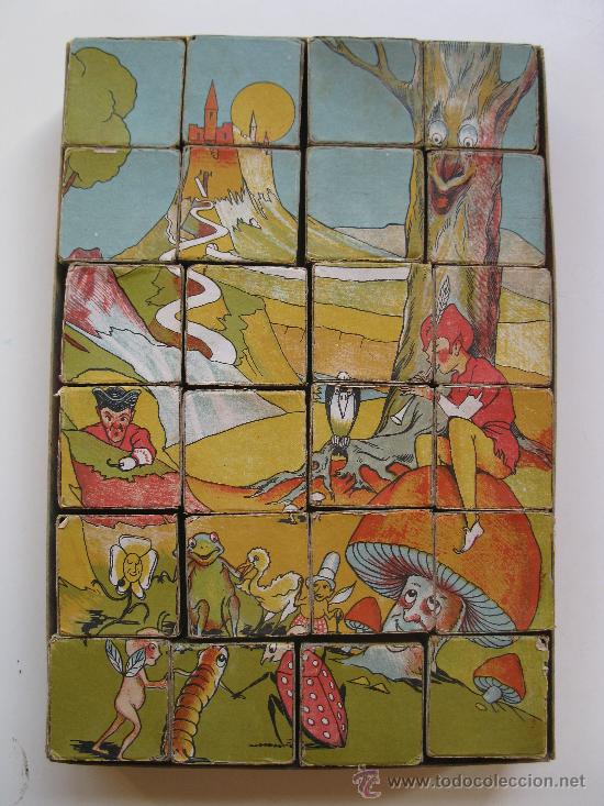 Juegos antiguos: ANTIGUO ROMPECABEZAS DE CUBOS DE CART&Oacute;N. - Foto 2
