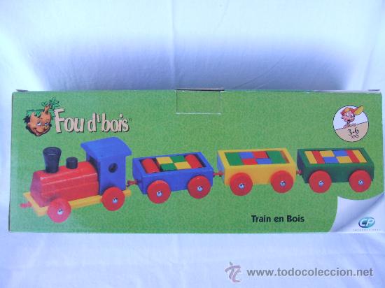 Juegos antiguos: JUGUETES DE MADERA.TREN. CON COCHES. - Foto 1