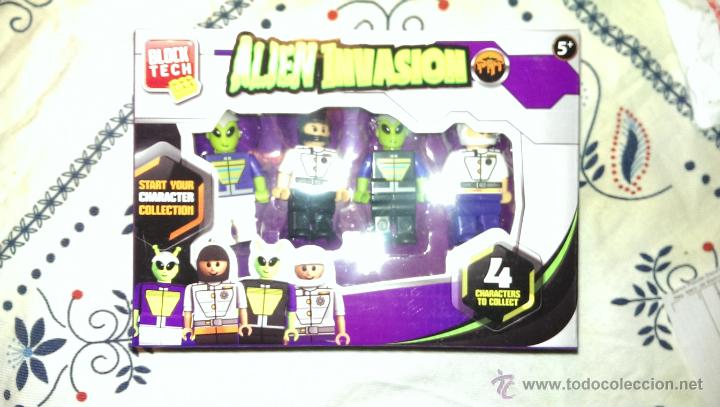 Juegos antiguos: 4 FIGURAS ALIEN INVASION DE BLOCK TECH EN  CAJA - Foto 1