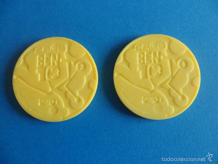 Juegos antiguos: Lote de 2 Tazos Caps Ben 10 de pl&aacute;stico - Exit Cartoon Network - Foto 4