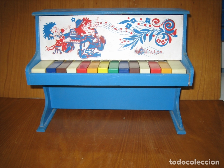 Juegos antiguos: Antiguo juguete piano de madera - Foto 3