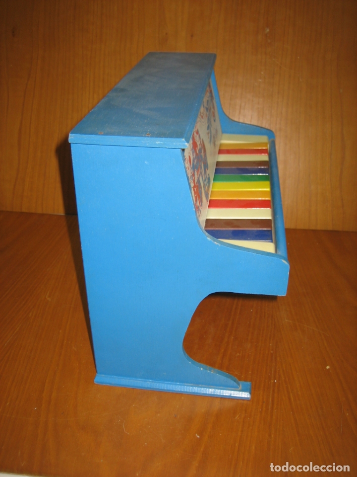 Juegos antiguos: Antiguo juguete piano de madera - Foto 6