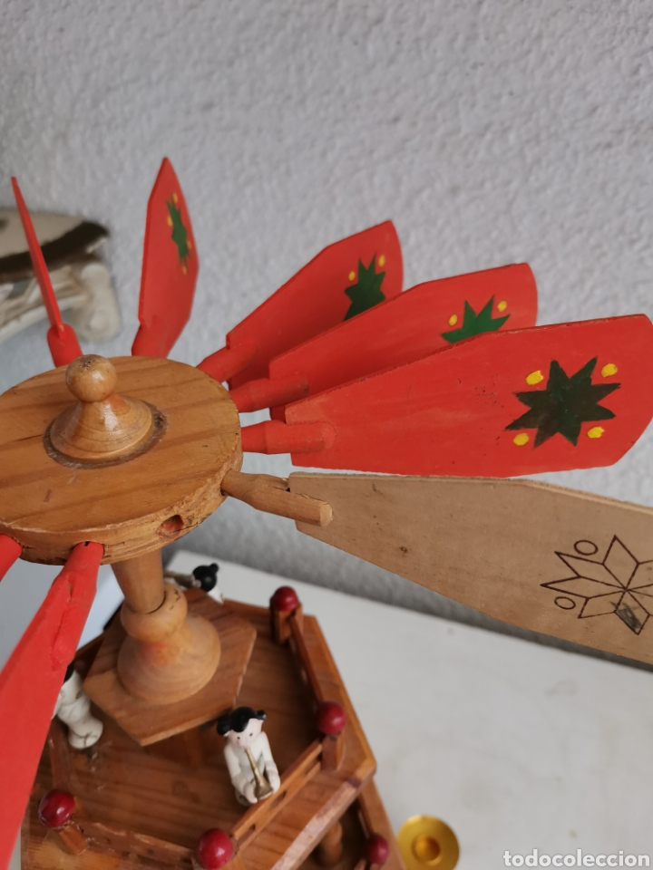Juegos antiguos: Carrusel de madera de Navidad - Foto 5