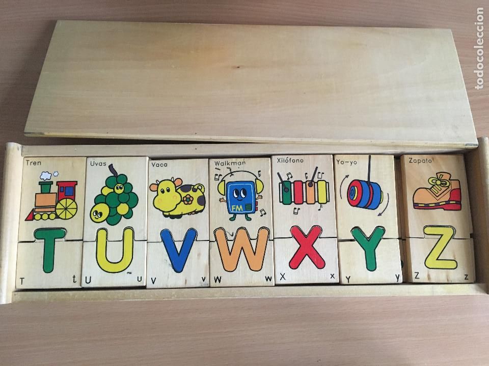 Juegos antiguos: Encaje abecedario de madera - Foto 5