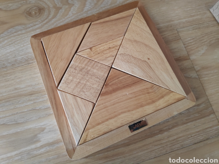 Juegos antiguos: Juego rompecabezas de madera. Tangram - Foto 2