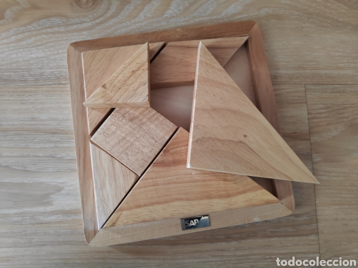 Juegos antiguos: Juego rompecabezas de madera. Tangram - Foto 3