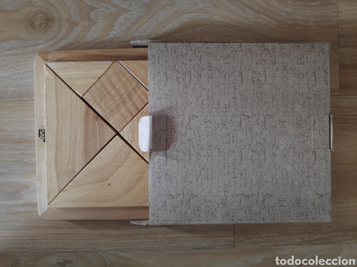 Juegos antiguos: Juego rompecabezas de madera. Tangram - Foto 4