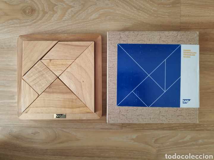 Juegos antiguos: Juego rompecabezas de madera. Tangram - Foto 1