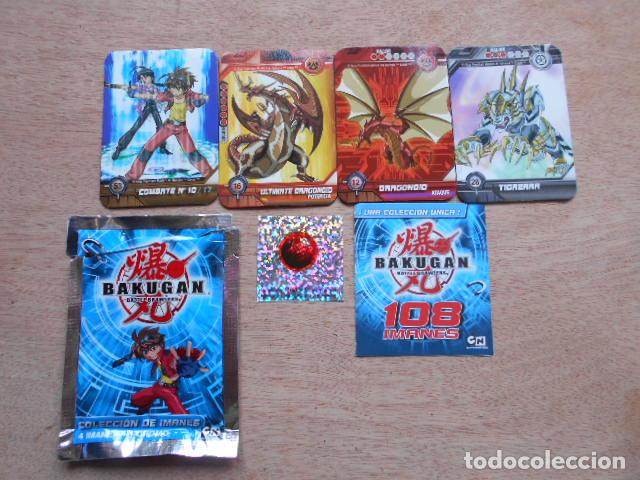 Juegos antiguos: Lote de 9 sobres imanes Bakugan - Foto 2