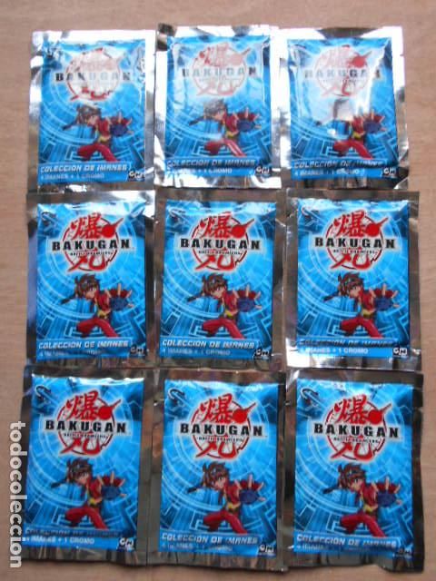 Juegos antiguos: Lote de 9 sobres imanes Bakugan - Foto 1