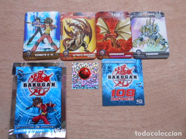 Juegos antiguos: Lote de 9 sobres imanes Bakugan - Foto 2