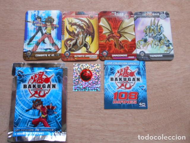 Juegos antiguos: Lote de 9 sobres imanes Bakugan - Foto 2